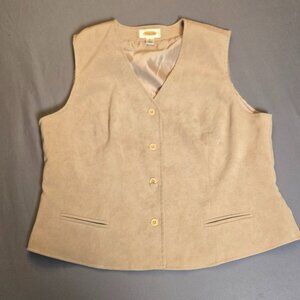 Talbot's Women's Tailored Tan Vest- Four Button, Faux Front Pockets- Size M